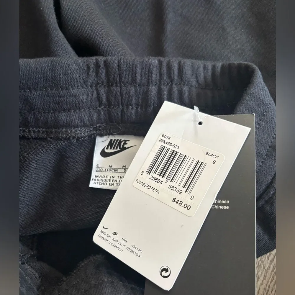 Nike Kids Black Joggers with Pink Logo and Blue Text